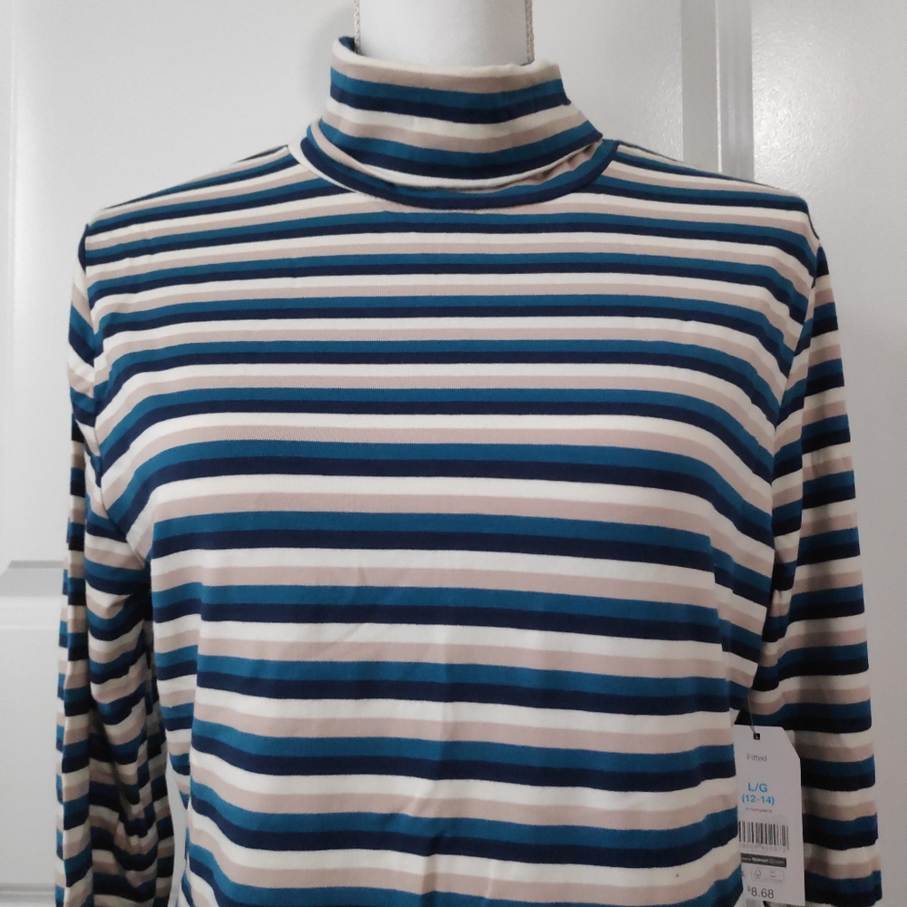 #TimeAndTru L/G Turtleneck Multi-Colored Shirt